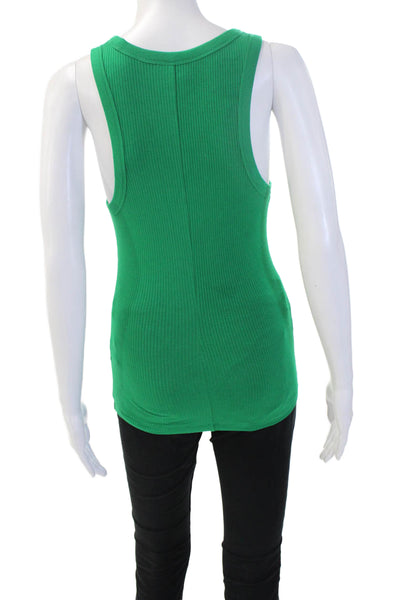 & Other Stories Women Basic Jersey Tank Sleeveless Green Solid Size XS