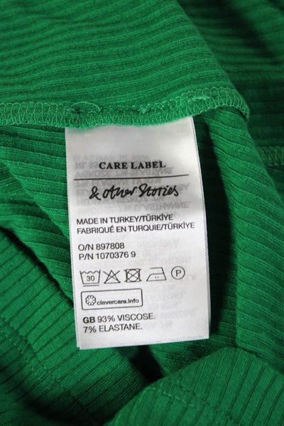& Other Stories Women Basic Jersey Tank Sleeveless Green Solid Size XS