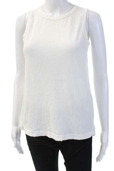 Current/Elliott Women White Basic Cotton Crew Neck Sleeveless Tank Size 0