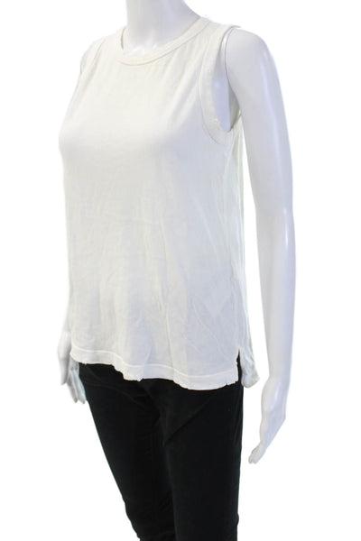 Current/Elliott Women White Basic Cotton Crew Neck Sleeveless Tank Size 0