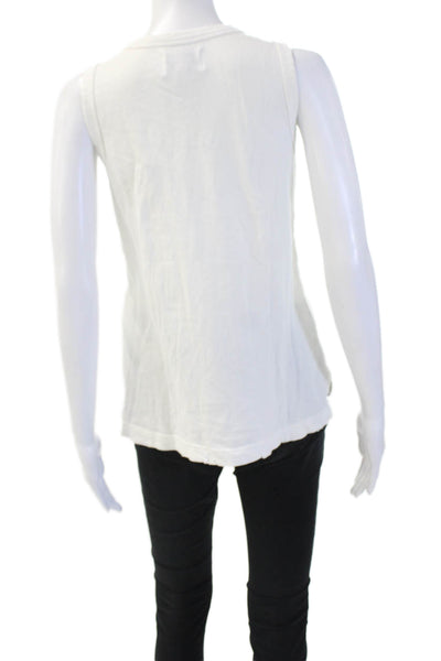Current/Elliott Women White Basic Cotton Crew Neck Sleeveless Tank Size 0