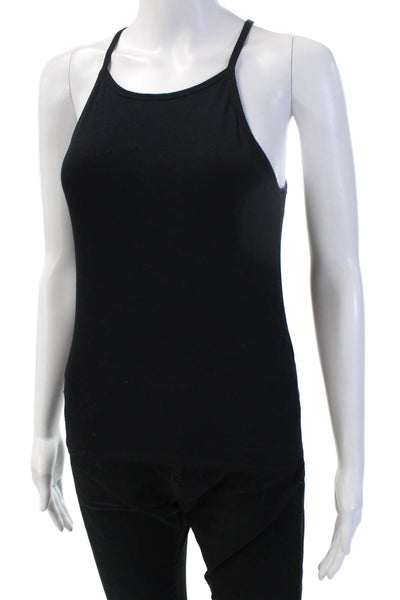 Frame Women Basic Camisole Black 100% Pima Cotton High Neck Sleeveless Size XS
