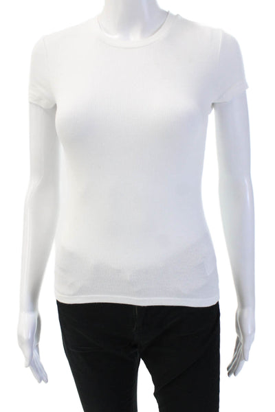 TNA Womens White Basic Short Sleeve Crew Neck T-Shirt 90s Size XS