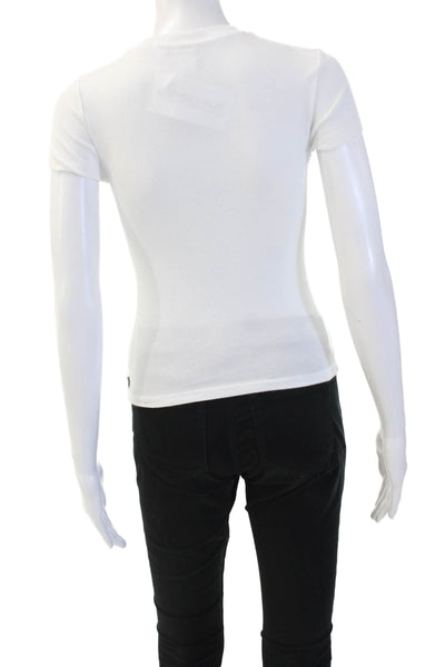 TNA Womens White Basic Short Sleeve Crew Neck T-Shirt 90s Size XS