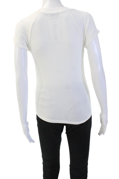 Sanctuary Women Jersey T-Shirt White Short Sleeve Crew Neck Pima Cotton Size XS