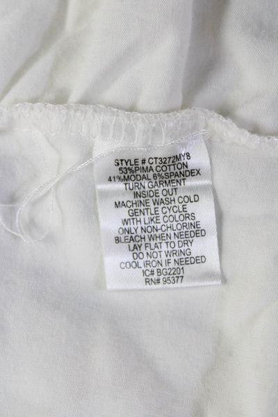 Sanctuary Women Jersey T-Shirt White Short Sleeve Crew Neck Pima Cotton Size XS