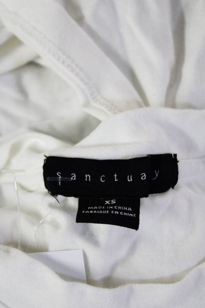 Sanctuary Women Jersey T-Shirt White Short Sleeve Crew Neck Pima Cotton Size XS