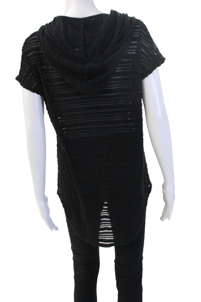 Jordan Taylor Womens Tunic Hoodie Black Striped V-Neck Sleeveless Size M