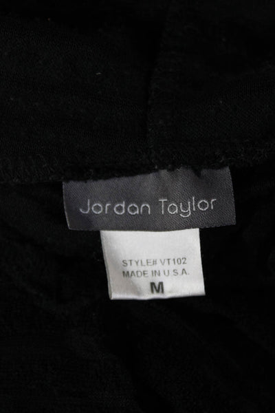 Jordan Taylor Womens Tunic Hoodie Black Striped V-Neck Sleeveless Size M