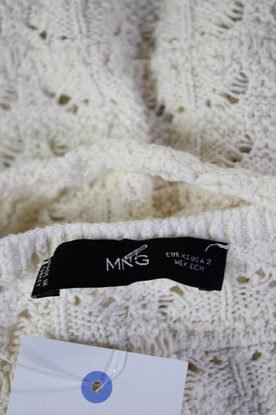 MNG Womens Beige Mini Sweater Dress Sleeveless Round Neck Tie Waist Size 2