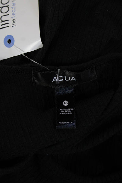 Aqua Women Black Polyester V Neck Sleeveless Solid Bodysuit Size XS
