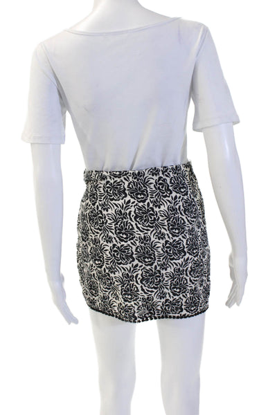 Zara Women Black Floral Cotton Mini Wrap Skort Short Size XS