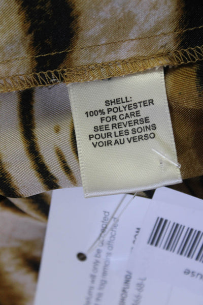 Ronny Kobo Women Blouse Beige Animal Print Collared Longsleeve Polyester Size XS