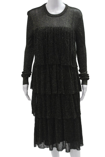 Scotch And Soda Women Sweater Dress Black Long Sleeve Crew Neck Size M