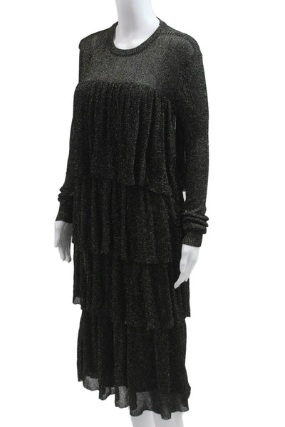 Scotch And Soda Women Sweater Dress Black Long Sleeve Crew Neck Size M