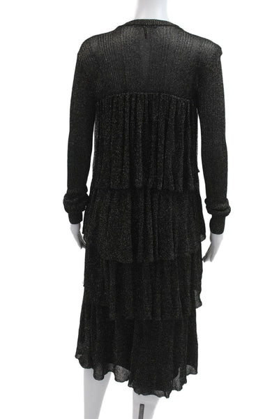 Scotch And Soda Women Sweater Dress Black Long Sleeve Crew Neck Size M
