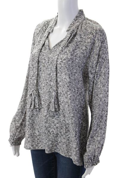 Charlotte Brody Women Tunic Blouse Gray Silk V-Neck Long Sleeve Size L