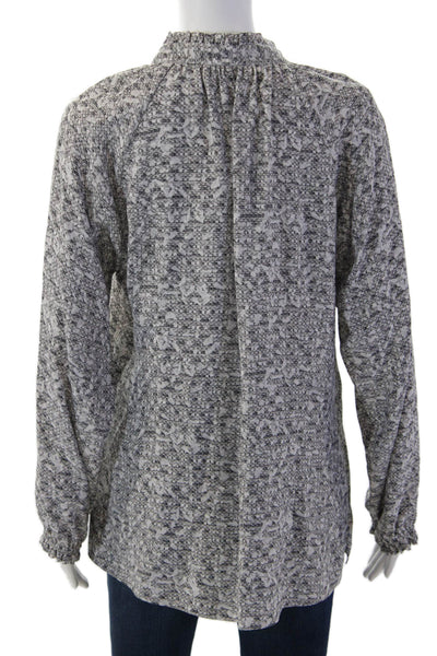 Charlotte Brody Women Tunic Blouse Gray Silk V-Neck Long Sleeve Size L