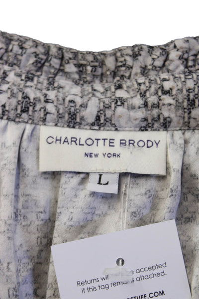Charlotte Brody Women Tunic Blouse Gray Silk V-Neck Long Sleeve Size L