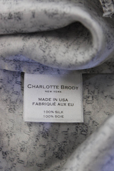 Charlotte Brody Women Tunic Blouse Gray Silk V-Neck Long Sleeve Size L