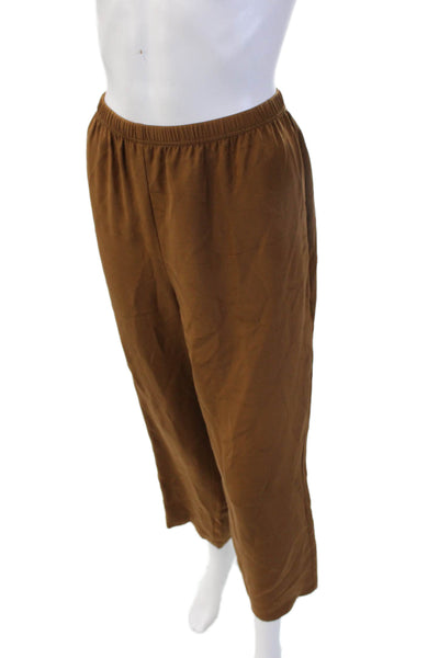 Neiman Marcus Womens Cropped 100% Silk Pants Brown Designer Size L