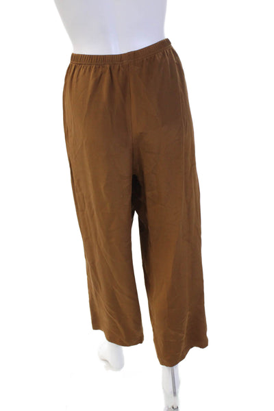 Neiman Marcus Womens Cropped 100% Silk Pants Brown Designer Size L
