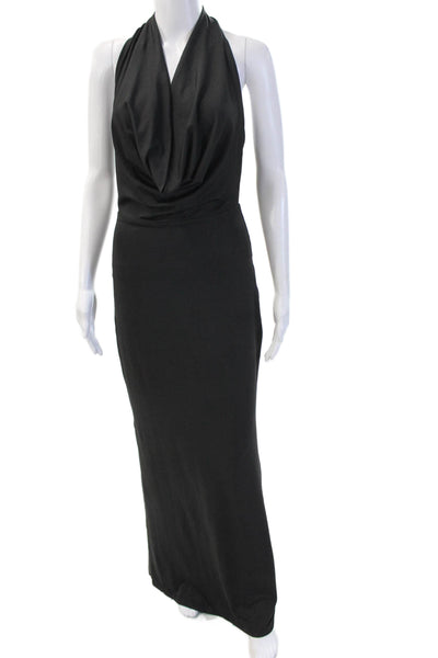 Showpo Women Maxi Dress Black Sleeveless Polyester Hook Eye Long Size S