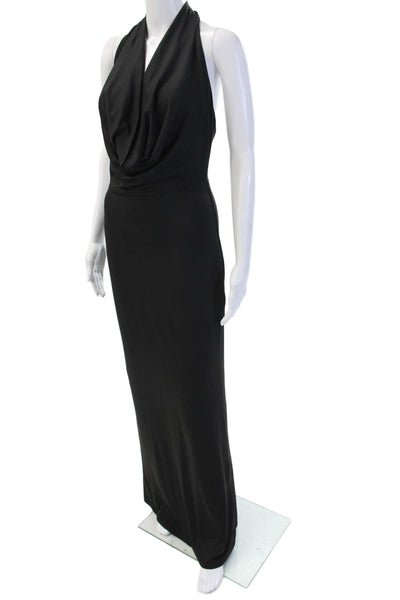 Showpo Women Maxi Dress Black Sleeveless Polyester Hook Eye Long Size S