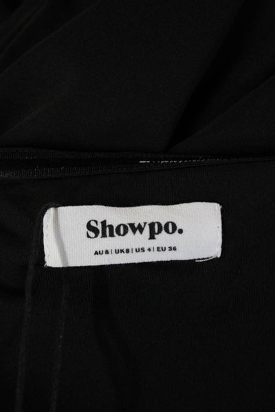 Showpo Women Maxi Dress Black Sleeveless Polyester Hook Eye Long Size S