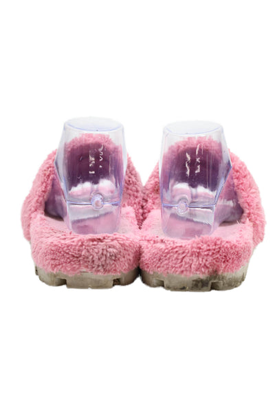 Prada Womens Single Strap Logo Terry Slide Sandals Pink Black Size 39