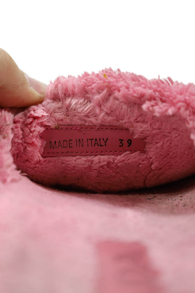 Prada Womens Single Strap Logo Terry Slide Sandals Pink Black Size 39