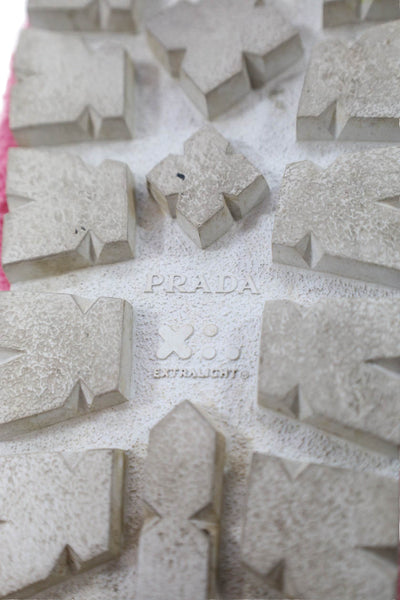 Prada Womens Single Strap Logo Terry Slide Sandals Pink Black Size 39