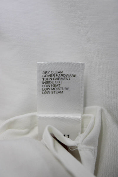 St. John Women Tunic Blouse Collared Button Up White Long Sleeve Size 8
