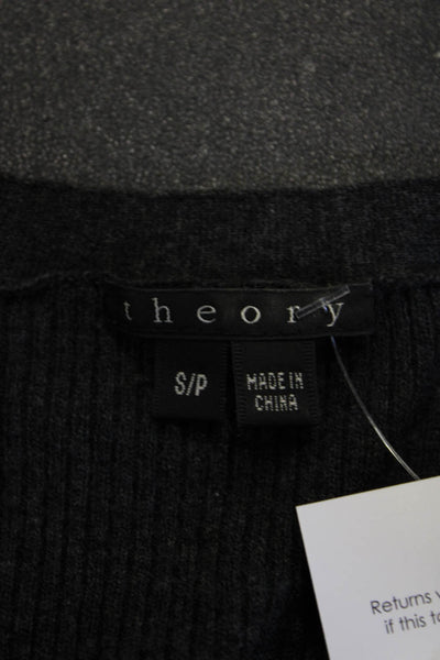 Theory Women Cardigan Dark Gray V-Neck Long Sleeve Wool Blend Size S
