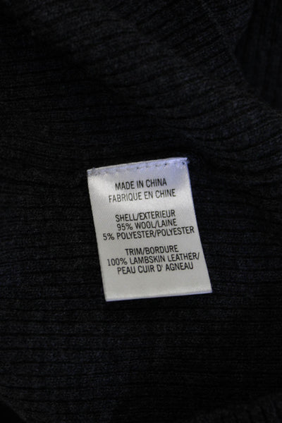 Theory Women Cardigan Dark Gray V-Neck Long Sleeve Wool Blend Size S