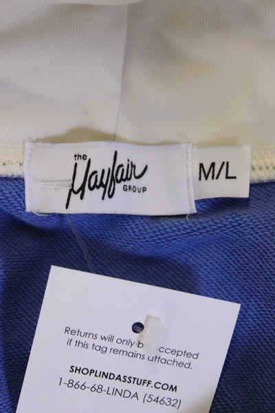Mayfair Women Pullover Hoodie Blue Drawstring Graphic Love Long Sleeve Size M