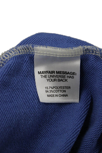 Mayfair Women Pullover Hoodie Blue Drawstring Graphic Love Long Sleeve Size M