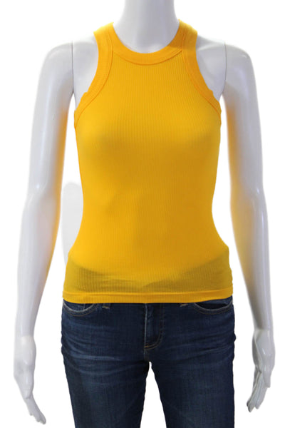 Wesley Women Basic Yellow Tencel High Neck Sleeveless Tank 90s Size XS
