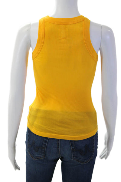 Wesley Women Basic Yellow Tencel High Neck Sleeveless Tank 90s Size XS