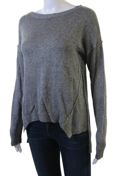 Brochu Walker Women Pullover Sweater Gray Cotton Round Neck Long Sleeve Size M