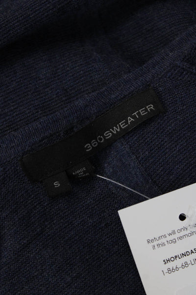 360 Sweater Womens Cardigan Dark Blue 100% Cotton Long Sleeve Size S