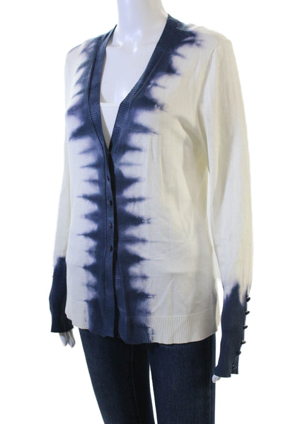 Ecru Women Dark Blue V-Neck Button Cardigan Long Sleeve Bohemian Size M