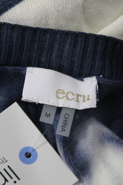 Ecru Women Dark Blue V-Neck Button Cardigan Long Sleeve Bohemian Size M