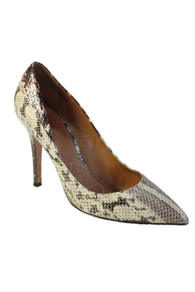 Isabel Marant Womens Leather Snake Print Slip-On Pump High-Heels White Size 10