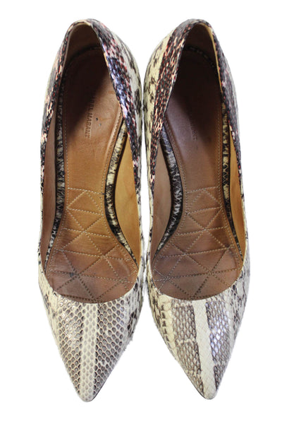 Isabel Marant Womens Leather Snake Print Slip-On Pump High-Heels White Size 10