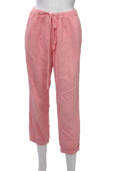 Honorine Women Cropped Sweatpants Pink Cotton Drawstring Size XS