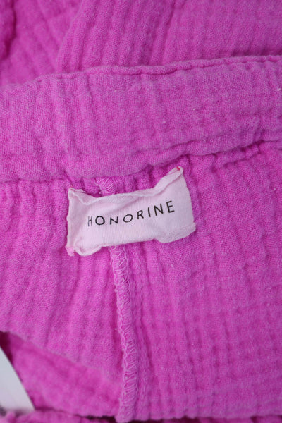 Honorine Women Cropped Sweatpants Pink Drawstring 100% Cotton Size XS