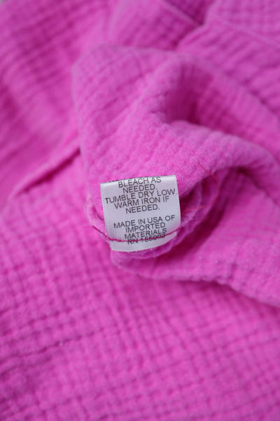 Honorine Women Cropped Sweatpants Pink Drawstring 100% Cotton Size XS