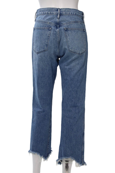3x1 NYC Women Cropped Straight High Rise Blue Cotton Jeans Size 26