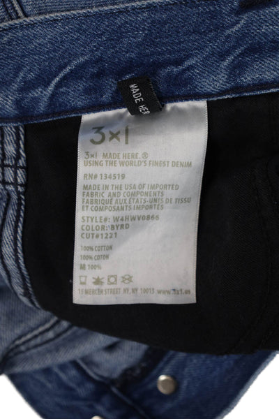 3x1 NYC Women Cropped Straight High Rise Blue Cotton Jeans Size 26